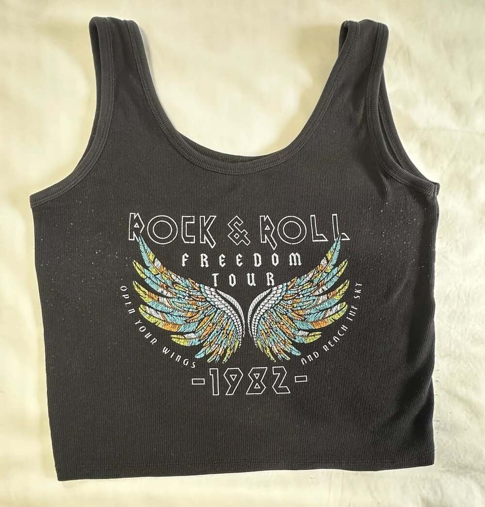 Social Culture Rock & Roll Freedom Tour 1982 Wings Graphic Ribbed Tank Top